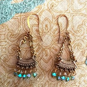 Statement earrings Estate exotic gold & turquoise